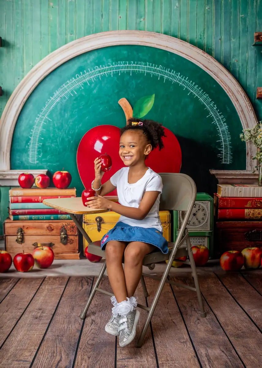 Kate Back to School Apple Arched Chalkboard Backdrop Designed by Emetselch -UK