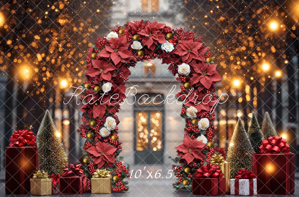 Kate Christmas Floral Arch Presents Bokeh Backdrop Designed by Mini MakeBelieve -UK
