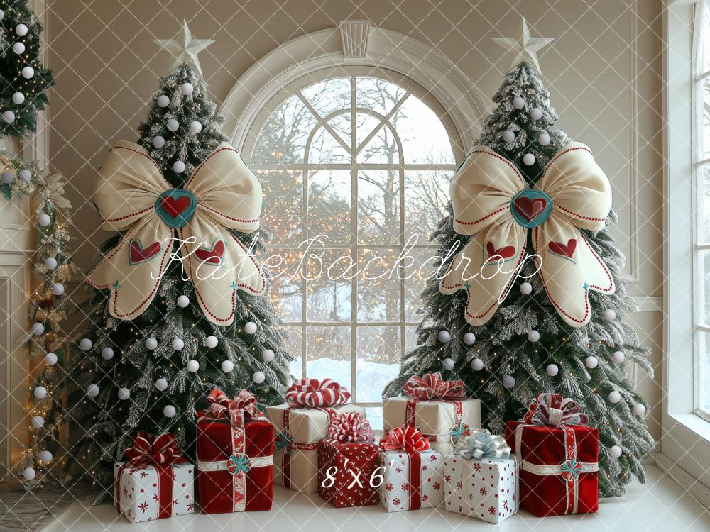 Kate Christmas Trees Bows Presents Window Backdrop Designed by Mini MakeBelieve -UK