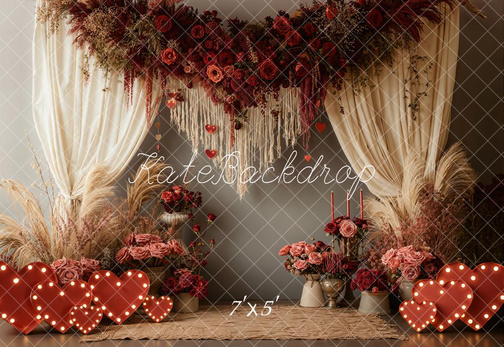 Kate Valentine Roses Garland Candles Backdrop Designed by Emetselch -UK