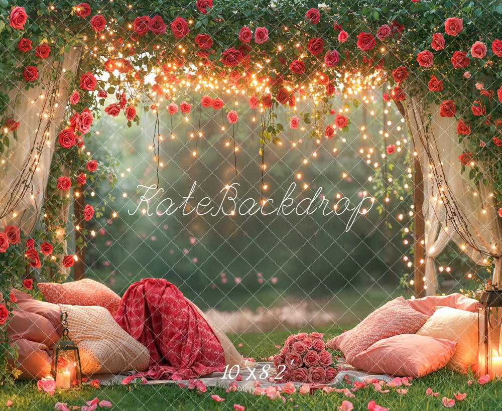 Kate Valentine Fairy Lights Cushions Fleece Backdrop Designed by Emetselch -UK