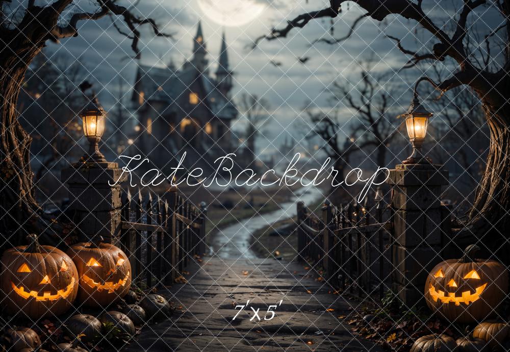 Kate Halloween Forest Bridge Dark Castle Backdrop Designed by Emetselch -UK