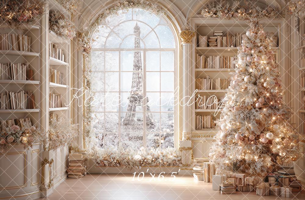 Kate Christmas Tree Bookshelves Window Backdrop Designed by Ashley Paul