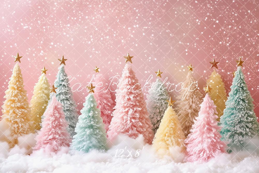 Kate Christmas Pastel Trees Snowy Backdrop Designed by Patty Robert