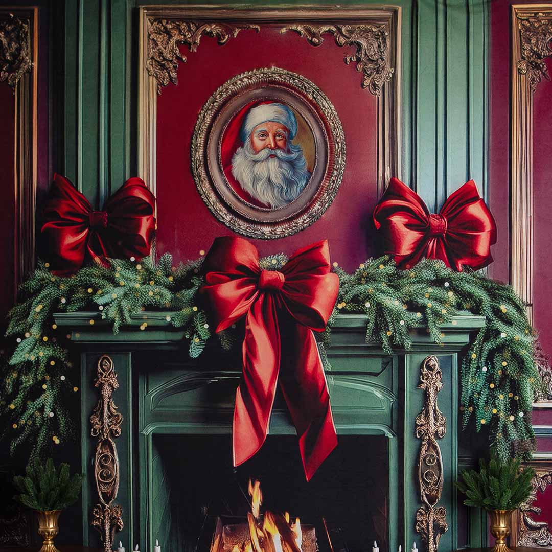 Kate Christmas Elegant Santa Living Room Photo Kits Photography Backdrops&Props Themed Bundle -UK