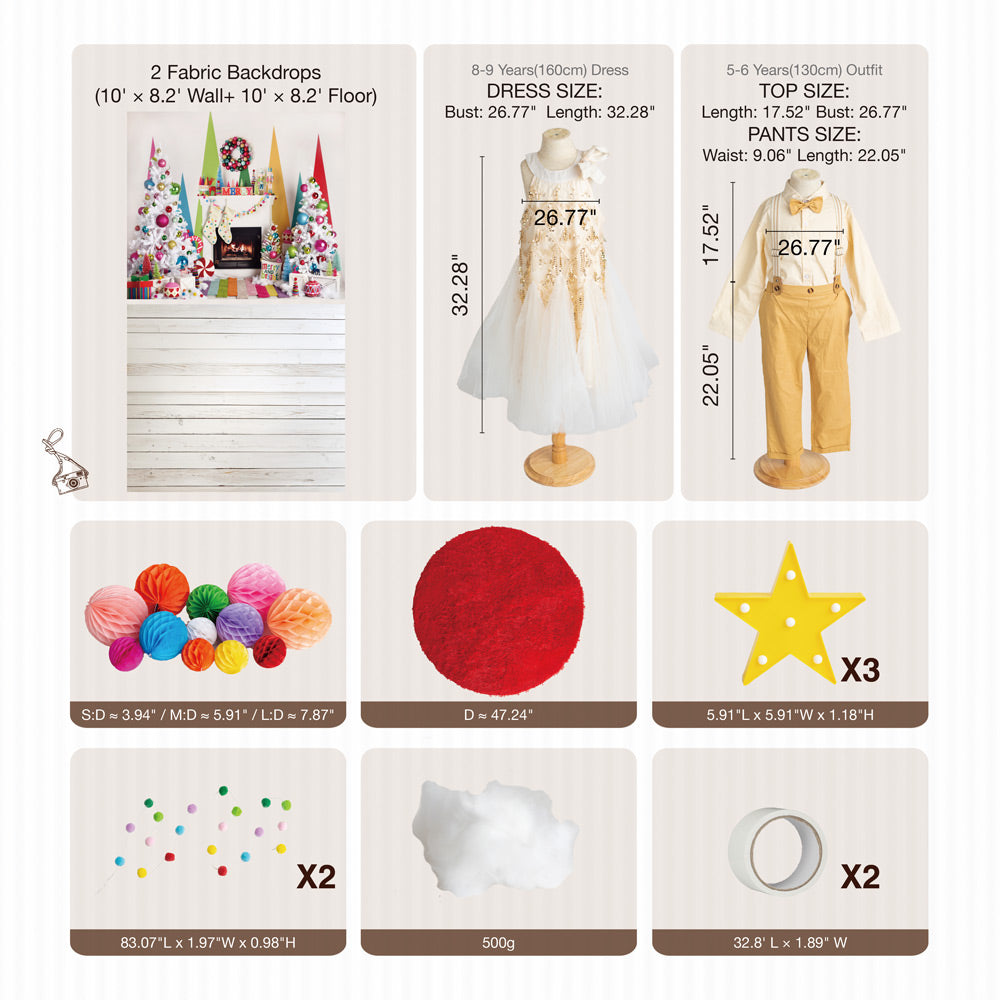 Kate Christmas Merry & Bright Photo Kit Photography Backdrops&Props Themed Bundle -UK