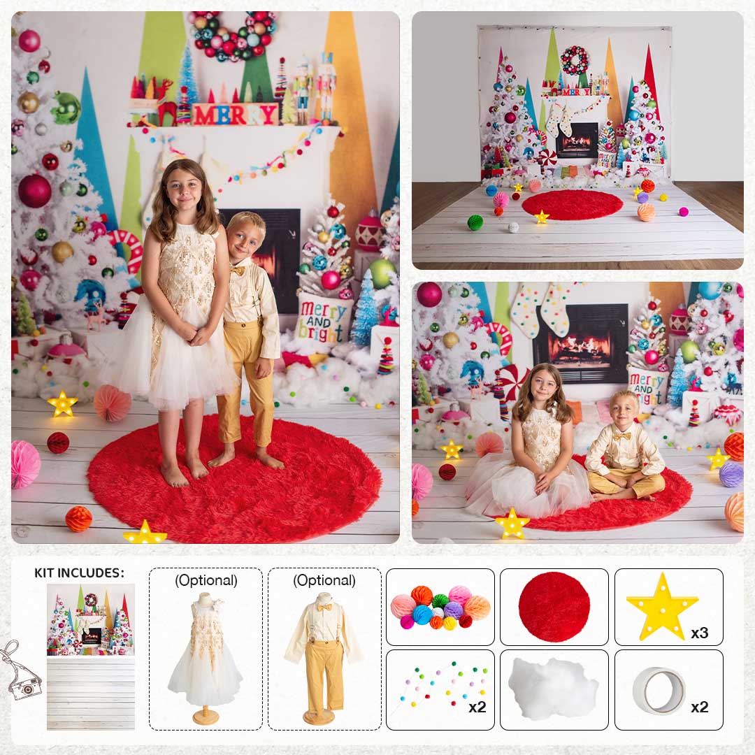 Kate Christmas Merry & Bright Photo Kit Photography Backdrops&Props Themed Bundle -UK