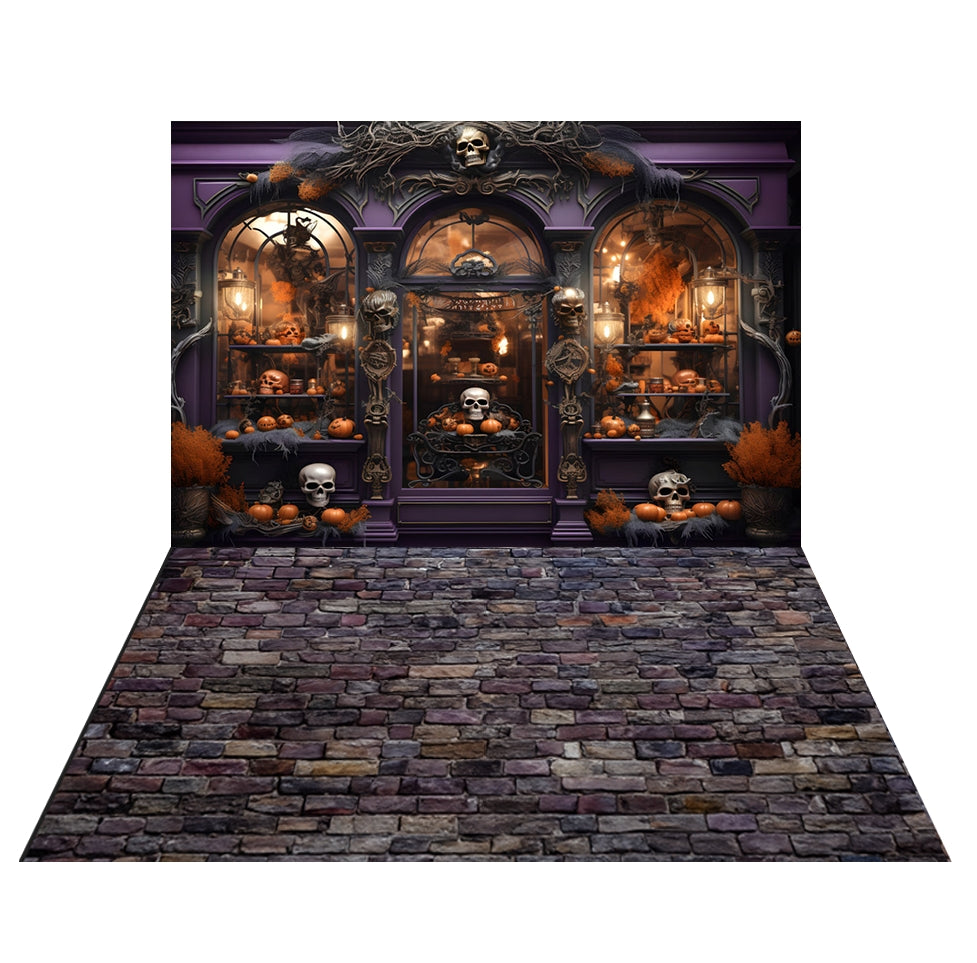 Kate Halloween Purple Store Backdrop+ Stone Rubber Floor Mat -UK