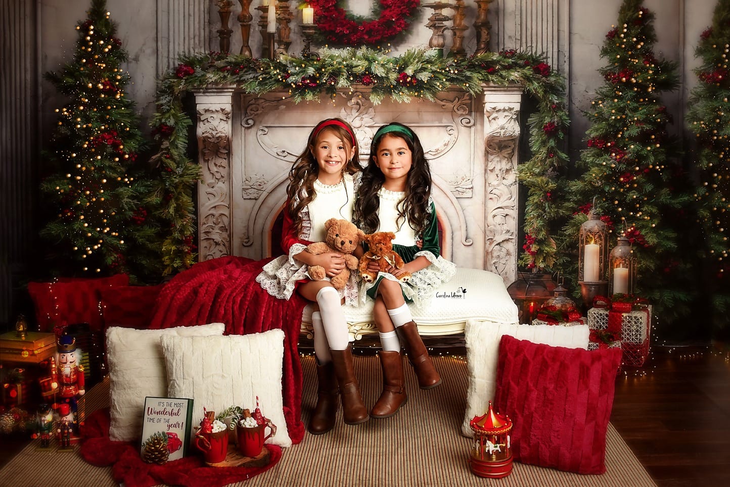 Kate Christmas Retro Fireplace Backdrop Designed by Emetselch -UK