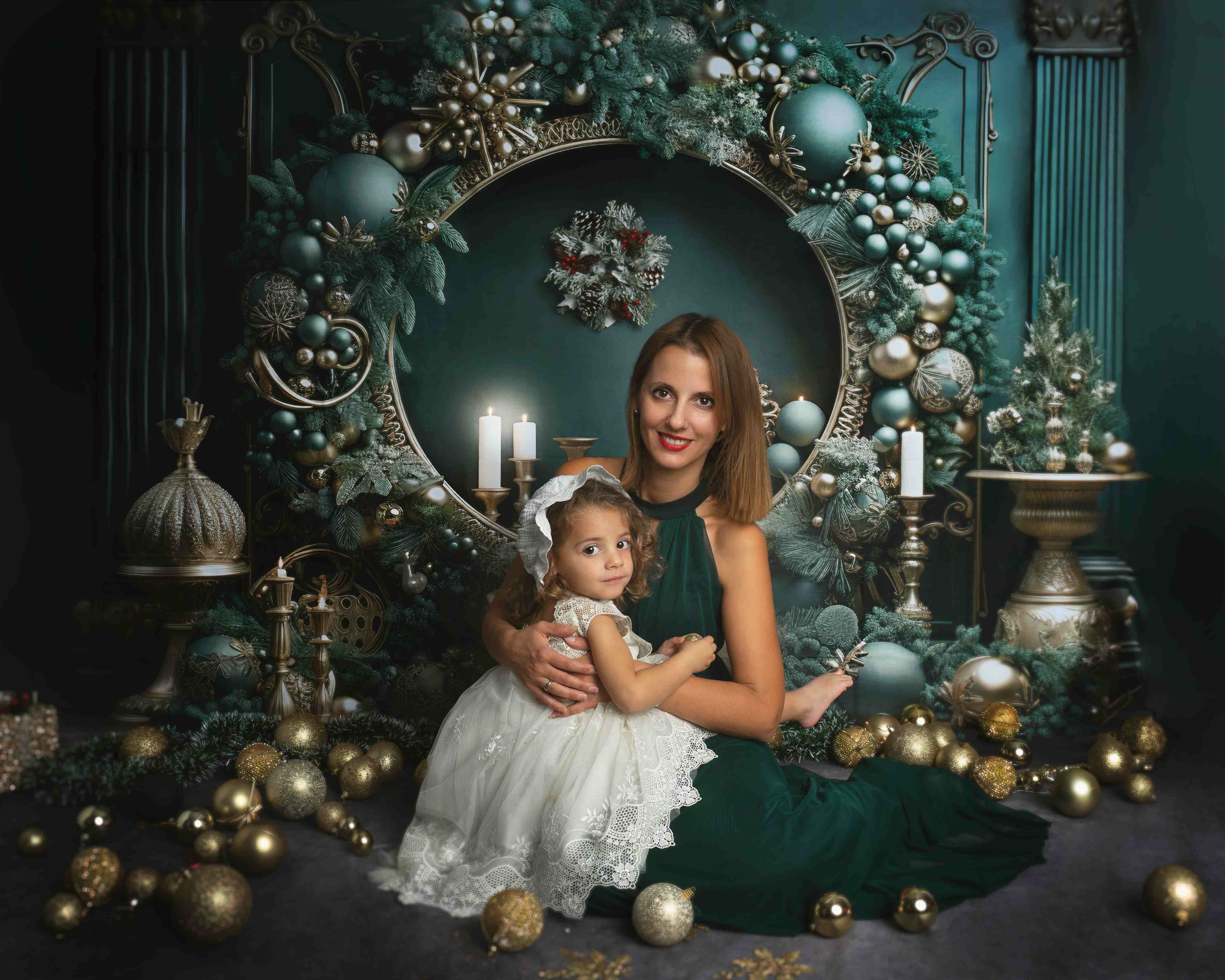 Kate Christmas Vintage Green Wall Wreath Backdrop Designed by Emetselch -UK