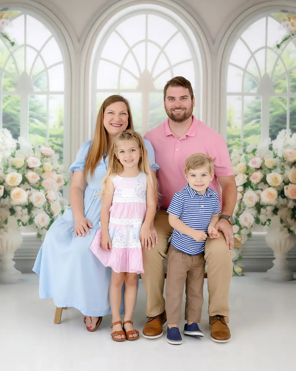 Kate White Floral Window Spring Backdrop Designed by Mini MakeBelieve -UK