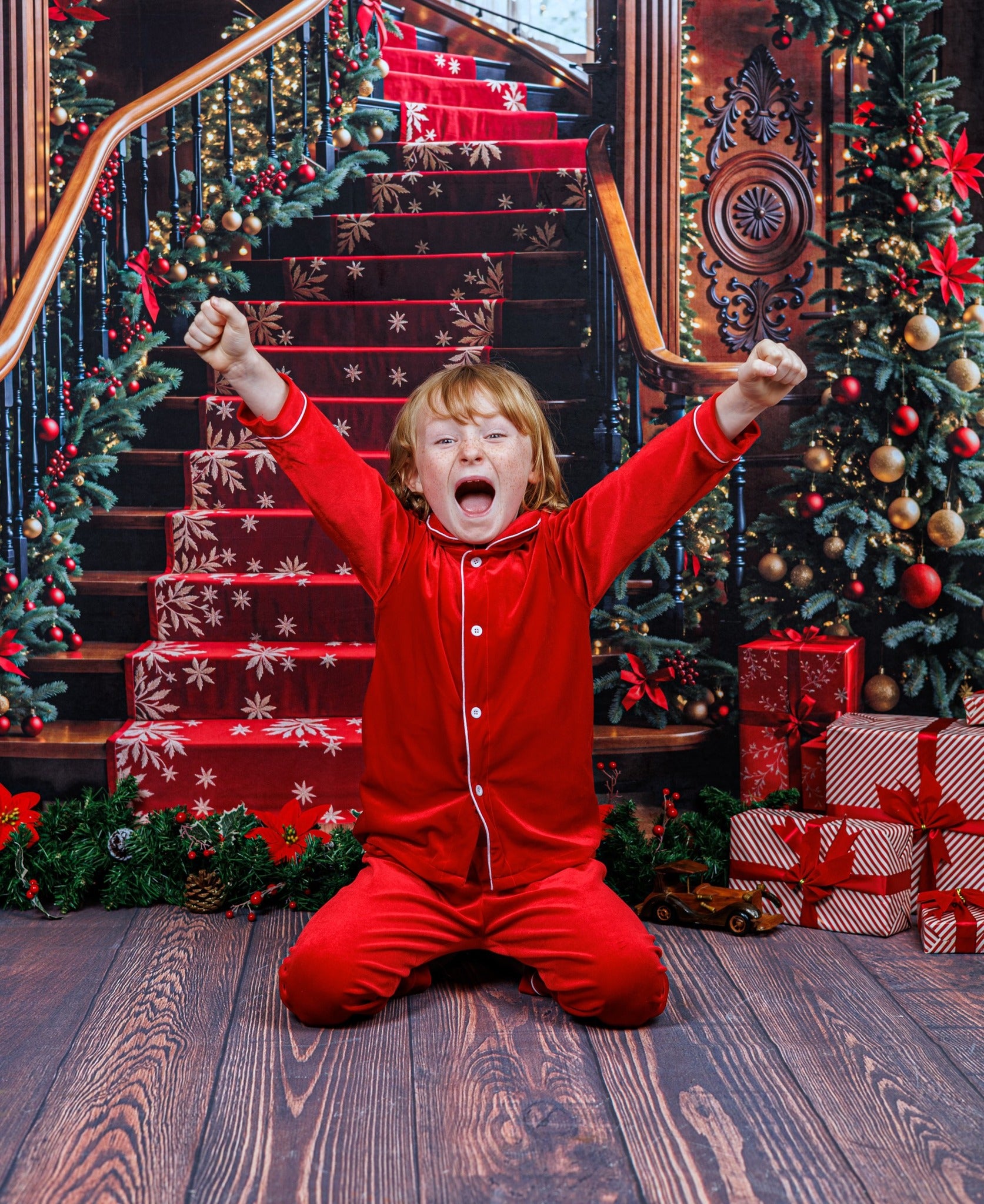 Kate Christmas Tree Vintage Stairs Backdrop Designed by Emetselch