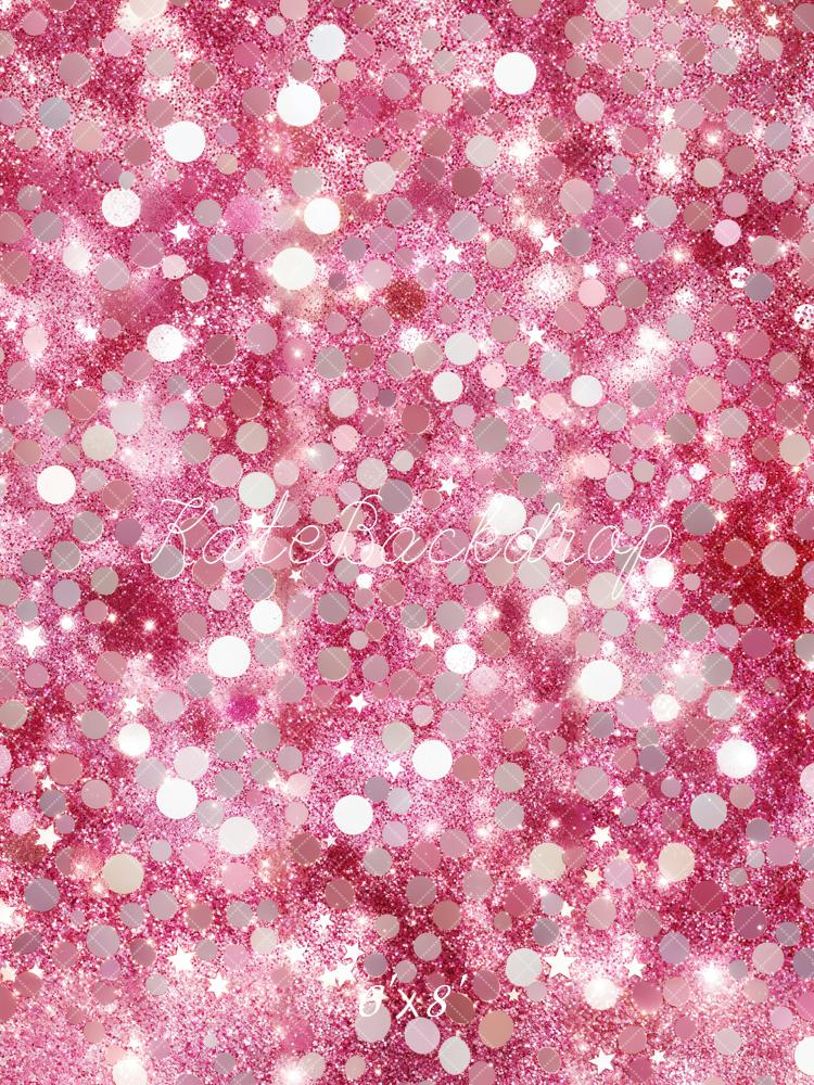 Kate Pink Glitter Bokeh Stars Fleece Backdrop Designed by Emetselch -UK