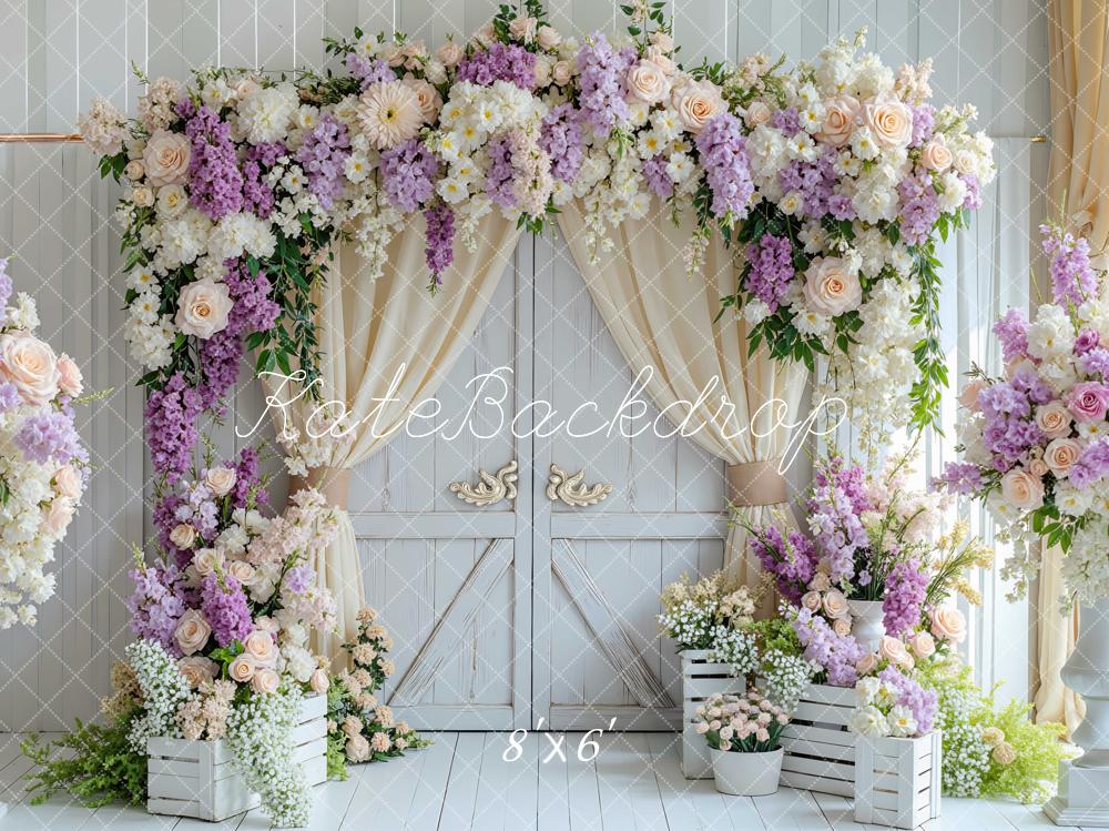 Kate Flower Arch White Wooden Door Backdrop Designed by Mini MakeBelieve -UK