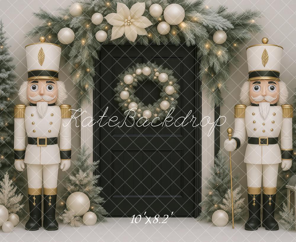Kate Christmas Nutcracker Trees Garland Black Backdrop Designed by Ashley Paul -UK