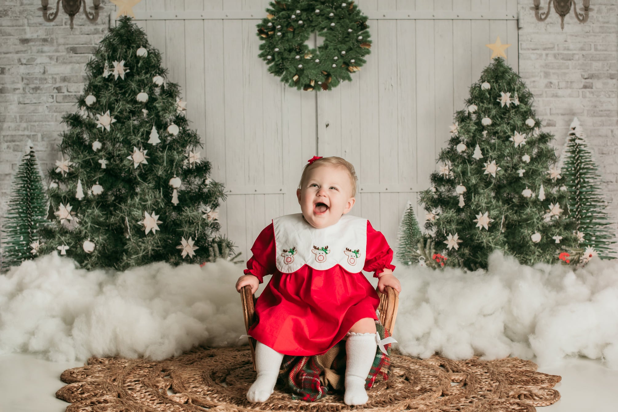 Kate Christmas Backdrop White Door Christmas Trees Designed by Emetselch -UK