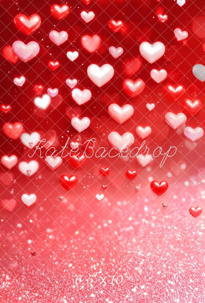 Kate Red Hearts Sparkle Bokeh Fleece Backdrop Designed by Emetselch -UK