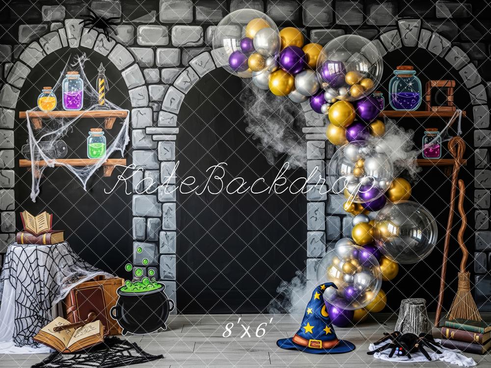 Kate Halloween Stone Arch Potions Wizard Hat Backdrop Designed by Patty Robert