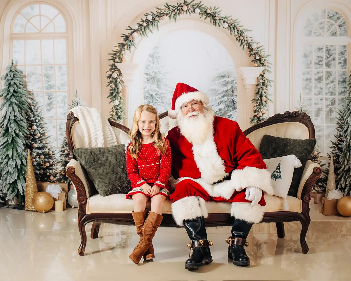 Kate Christmas Tree White Arched Door Backdrop Designed by Emetselch
