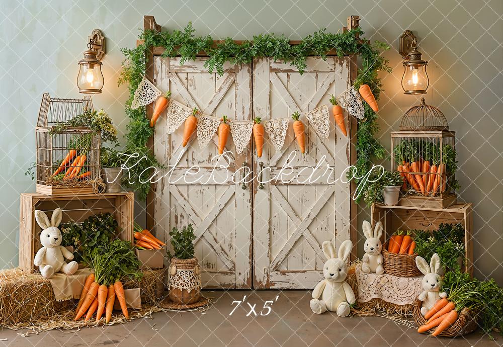 Kate Easter Bunny Carrots Greenery Backdrop Designed by Emetselch