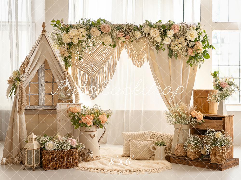 Kate Boho Floral Arch Tent Baskets Backdrop Designed by Emetselch