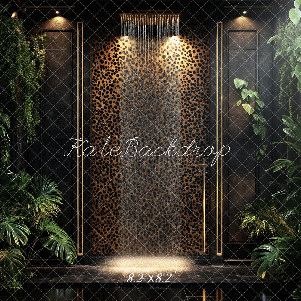 Kate Leopard Wall Tropical Greenery Backdrop Designed by Ashley Paul