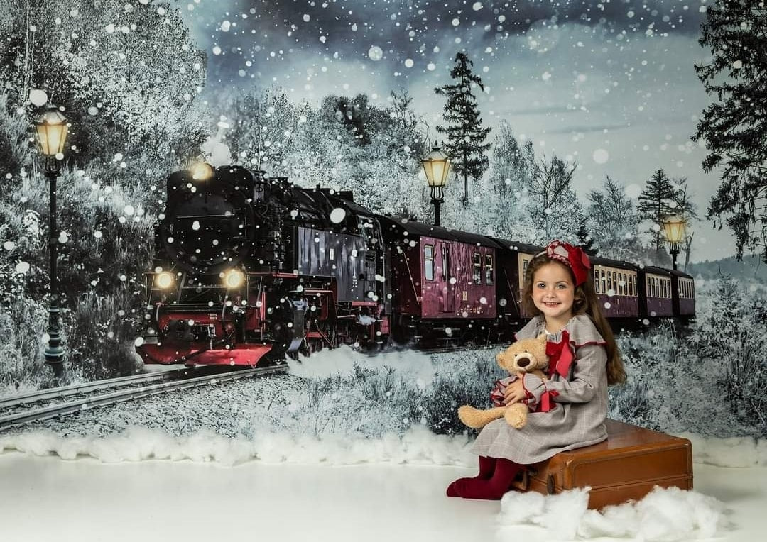 Kate Winter Snowy Train Backdrop Designed by Chain Photography -UK