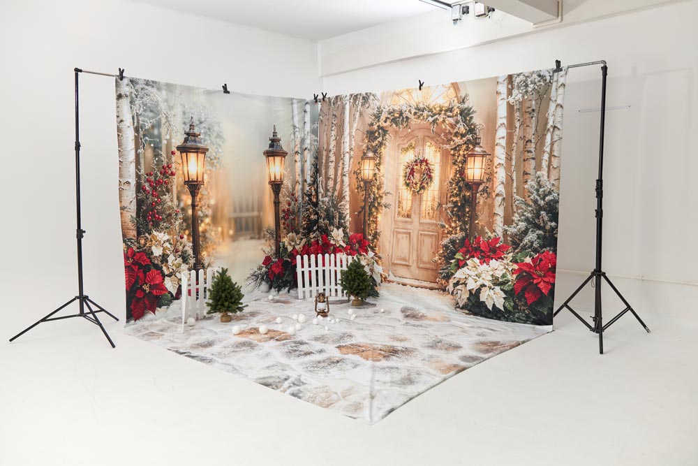 Kate Christmas Door Garland Poinsettia Tree Room Set