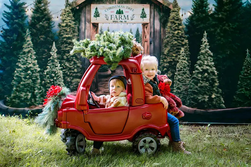Kate Christmas Tree Farm Entrance Backdrop for Photography