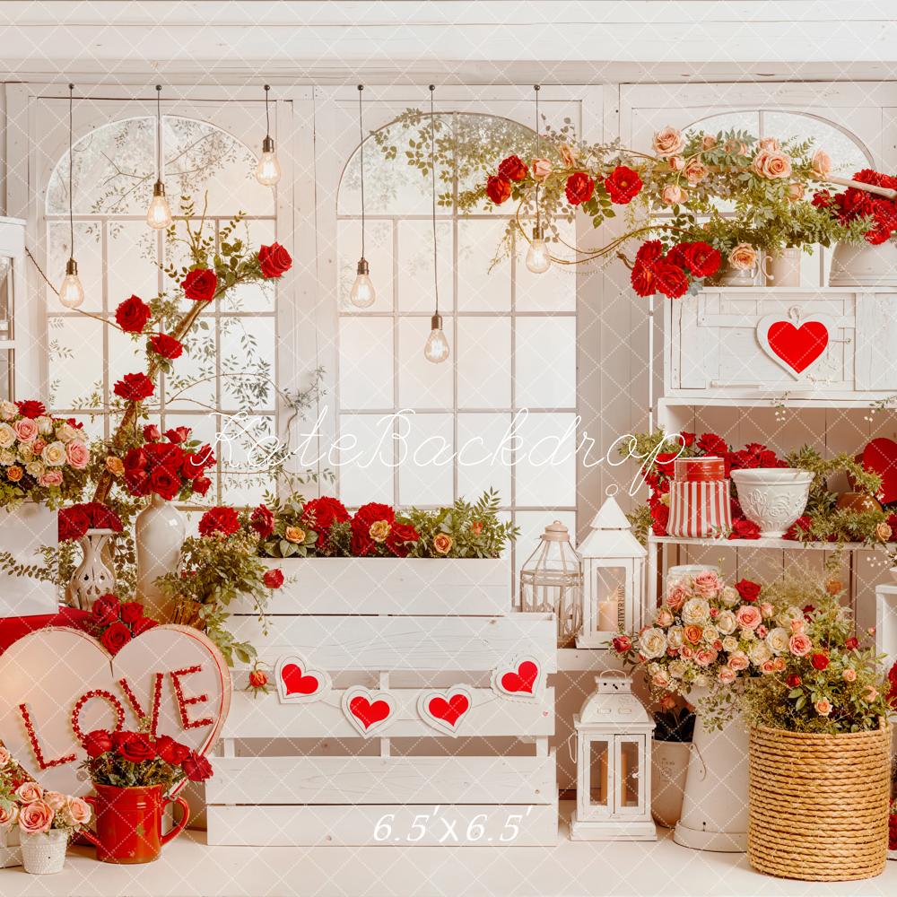 Kate Valentine Roses Heart Decorations Backdrop Designed by Emetselch