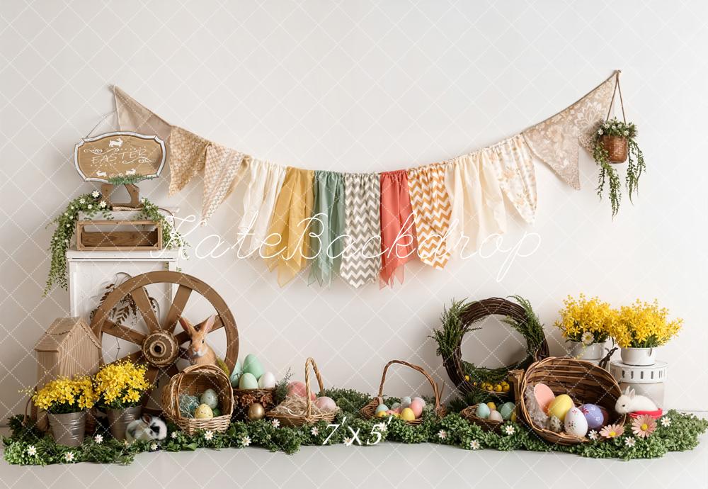 Kate Easter Bunny Eggs Wagon Basket Garland Backdrop Designed by Emetselch