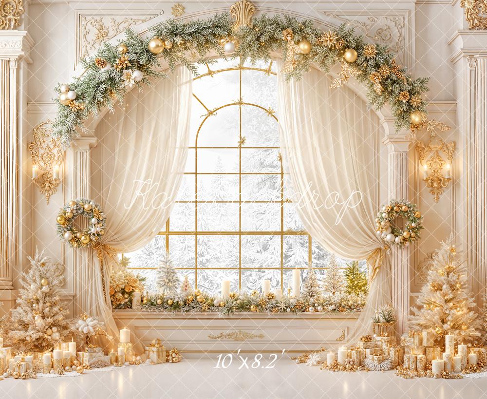 On Sale Kate Christmas Gold Garland Arch Elegant Trees Backdrop Designed by Emetselch