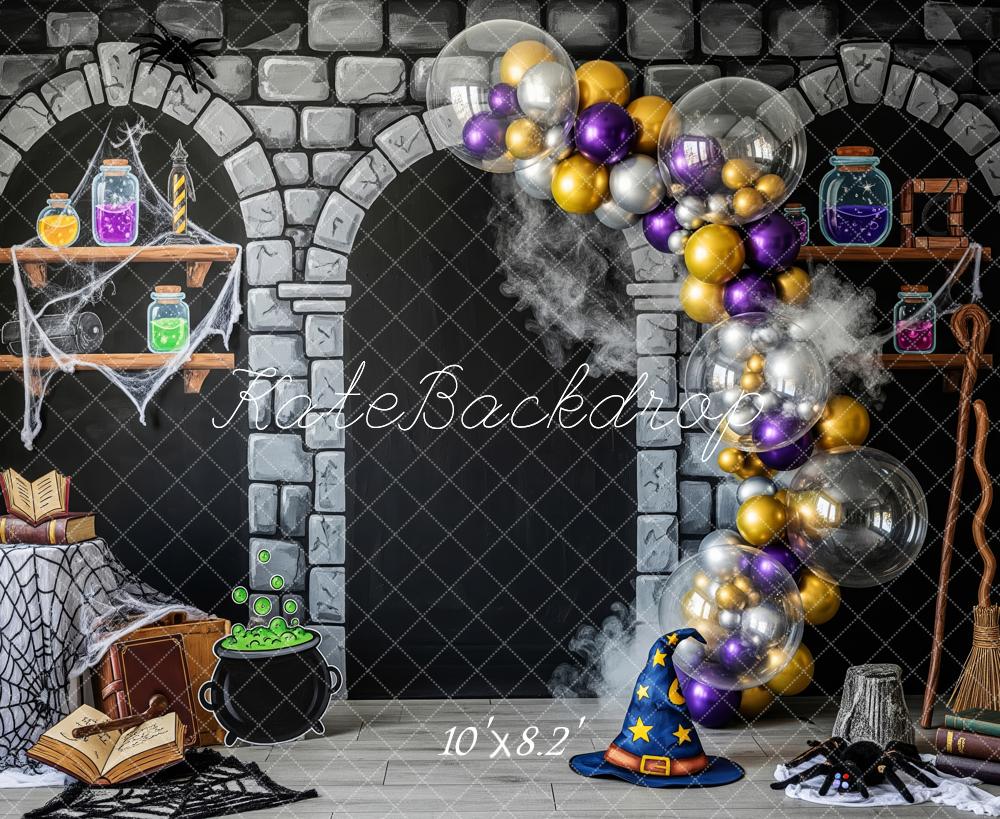 Kate Halloween Stone Arch Potions Wizard Hat Backdrop Designed by Patty Robert