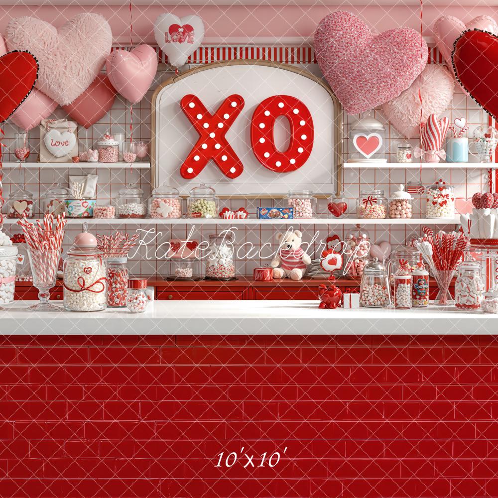 Kate Valentines Candy Shop Hearts Balloons Backdrop Designed by Emetselch -UK