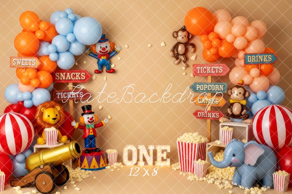 Kate 1st Birthday Circus Clown Balloons Backdrop Designed by Patty Robert