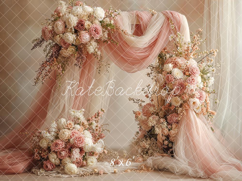 Kate Fine Art Arch Pink Roses Drapes Fleece Backdrop Designed by Emetselch -UK