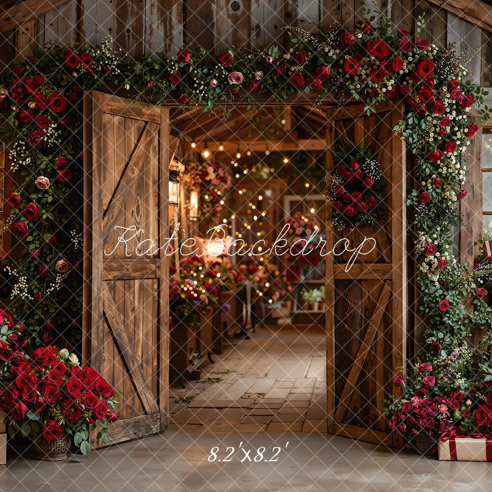 Kate Valentine Roses Wooden Cabin Roses Backdrop Designed by Emetselch