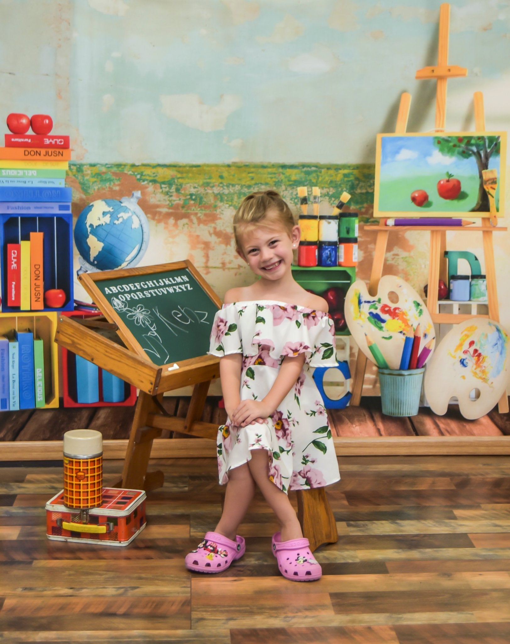 Kate Back to School Artist Retro Backdrop Designed by Emetselch -UK