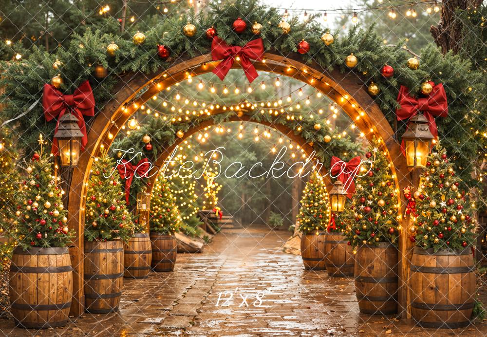 Kate Christmas Arch Garland Lights Fleece Backdrop Designed by Emetselch -UK