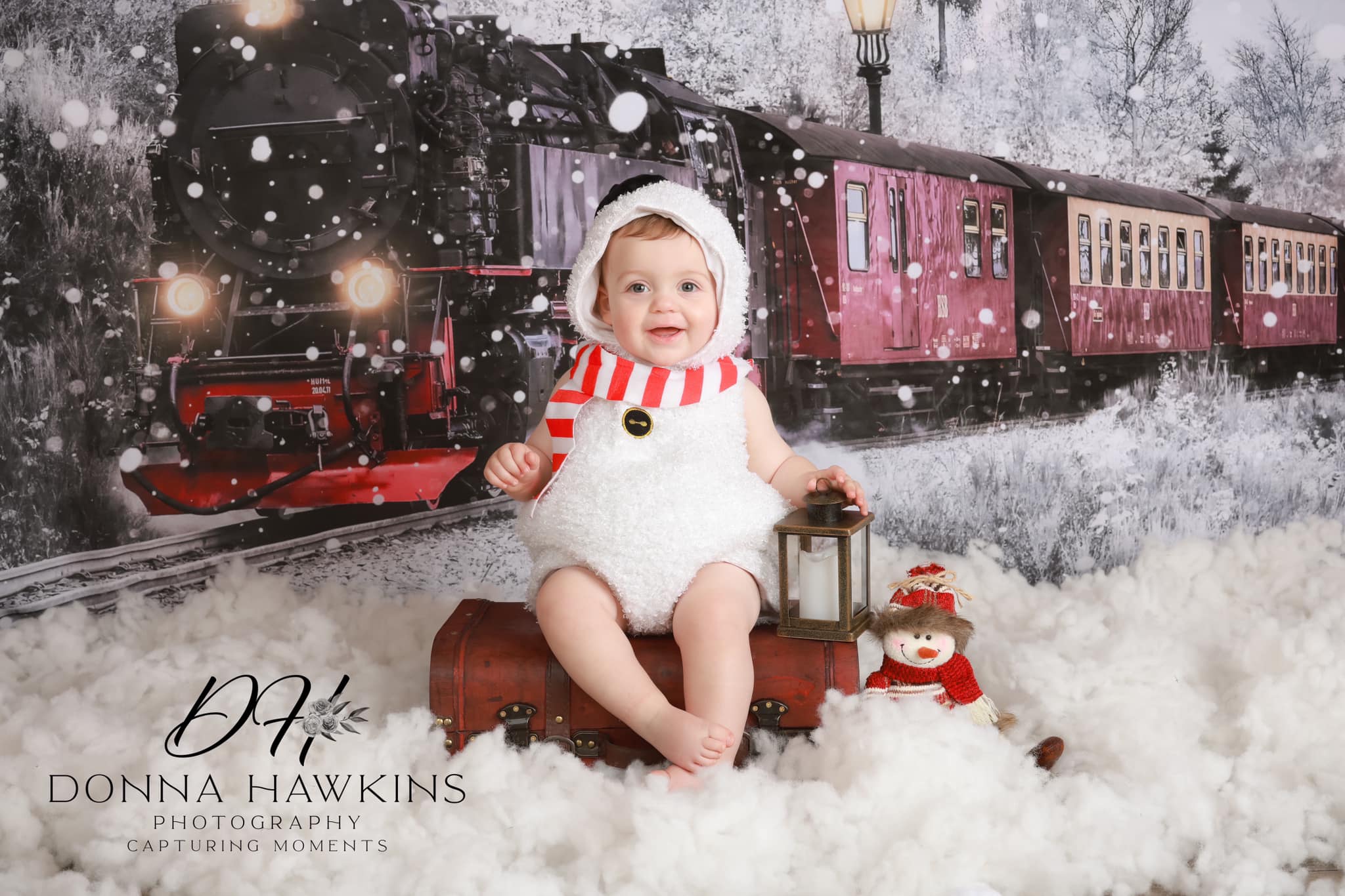 Kate Winter Snowy Train Backdrop Designed by Chain Photography
