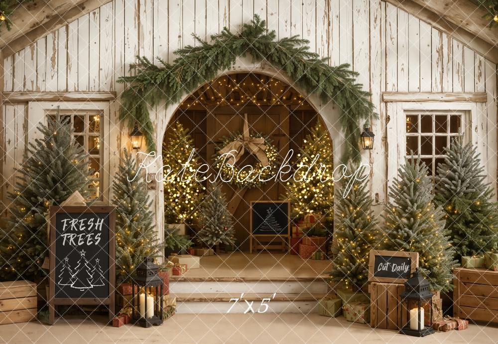 Kate Christmas Fresh Trees Rustic Archway Backdrop Designed by Emetselch -UK