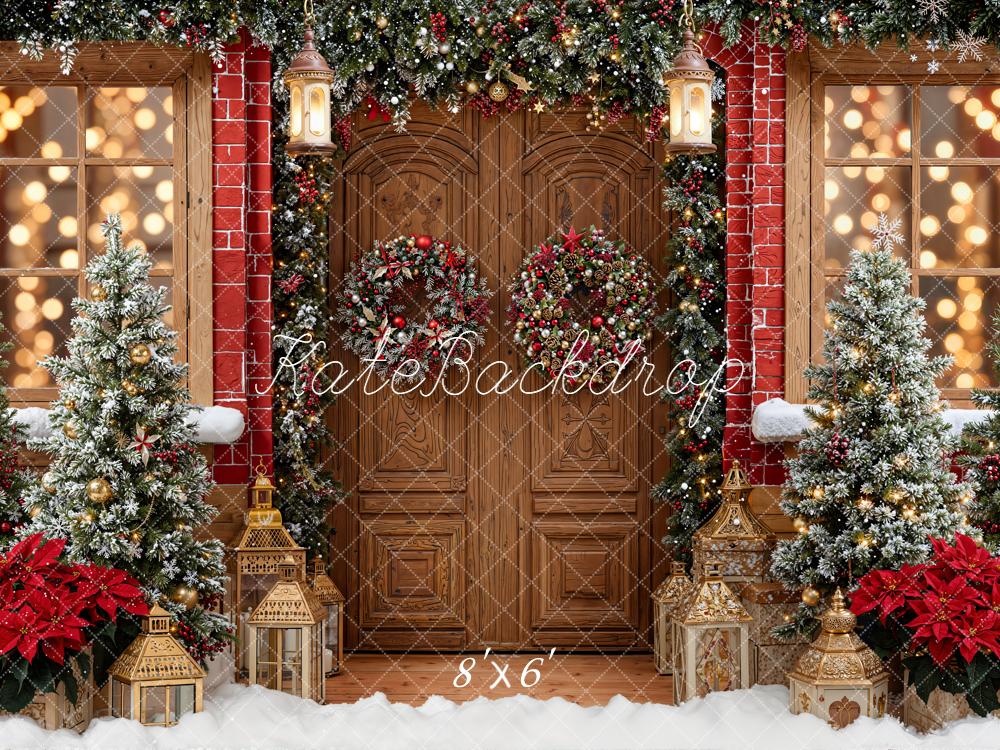 Kate Christmas Door Wreath Lantern Trees Backdrop Designed by Emetselch -UK