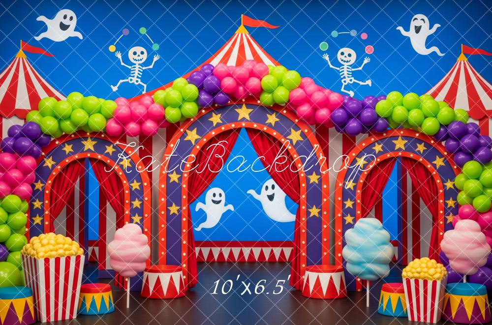 Kate Halloween Circus Ghosts Skeletons Balloons Backdrop Designed by Patty Robert