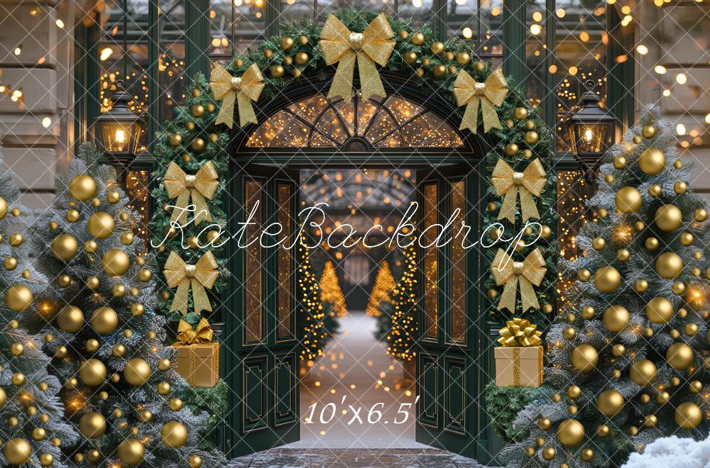 Kate Christmas Arch Garland Golden Ornaments Backdrop Designed by Mini MakeBelieve -UK