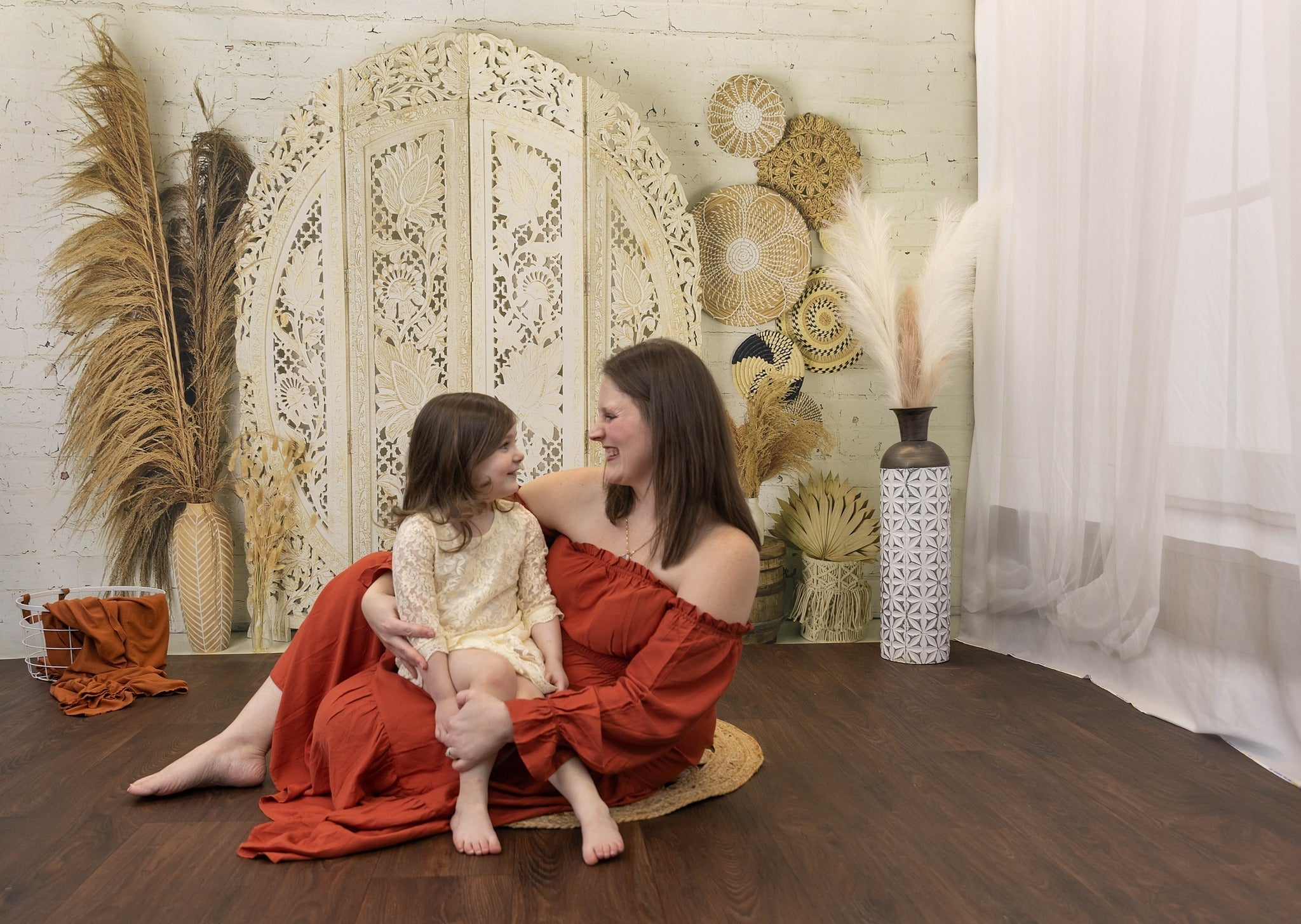 Kate Boho Screen with Pampas Grass Fleece Backdrop Designed by Mandy Ringe Photography