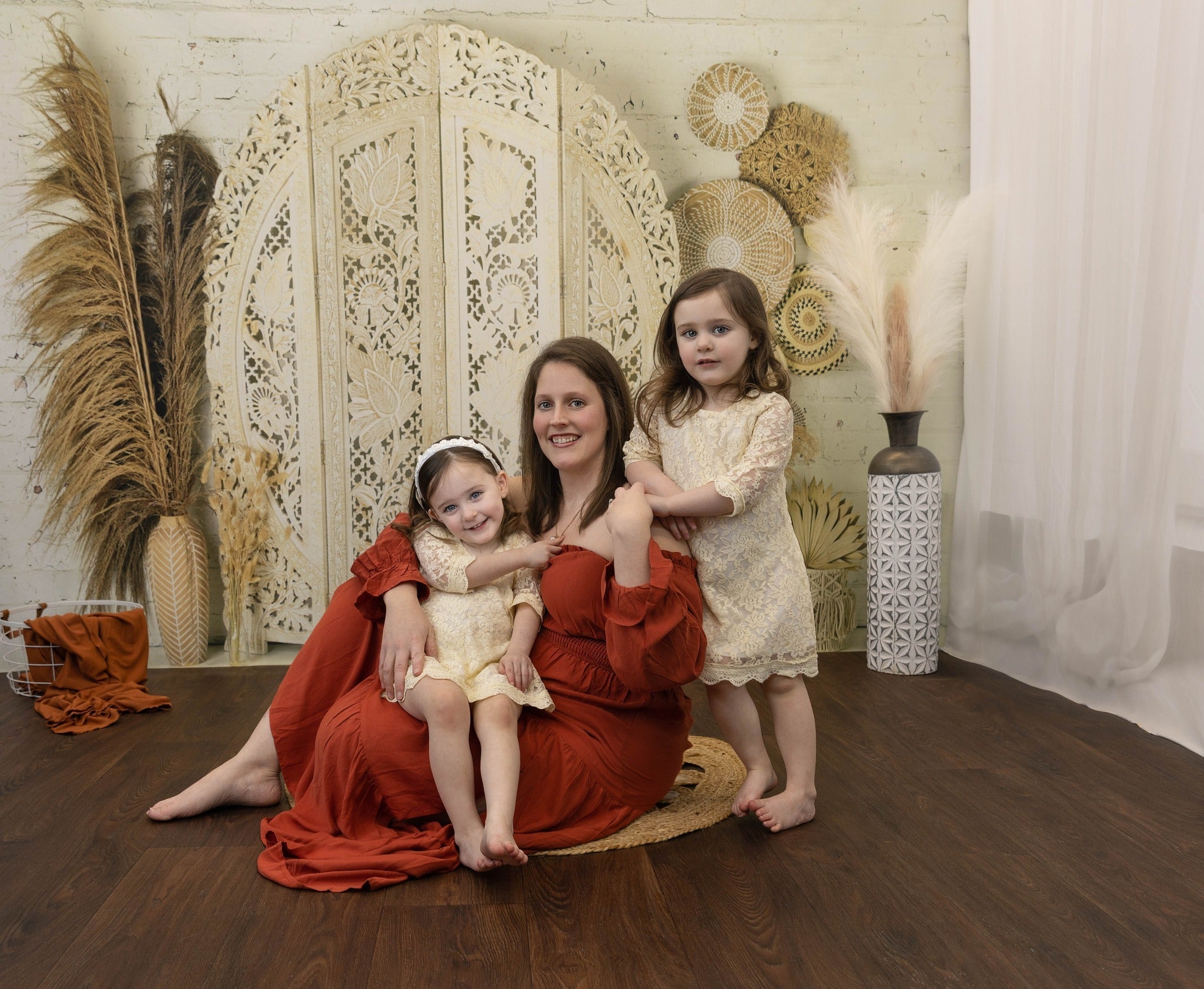 Kate Boho Screen with Pampas Grass Fleece Backdrop Designed by Mandy Ringe Photography