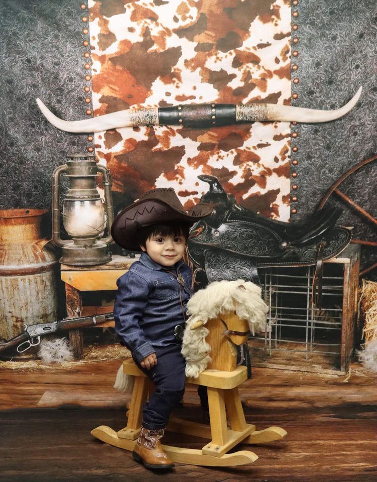 Kate Cake Smash Wild West Fleece Backdrop Designed by Arica Kirby -UK