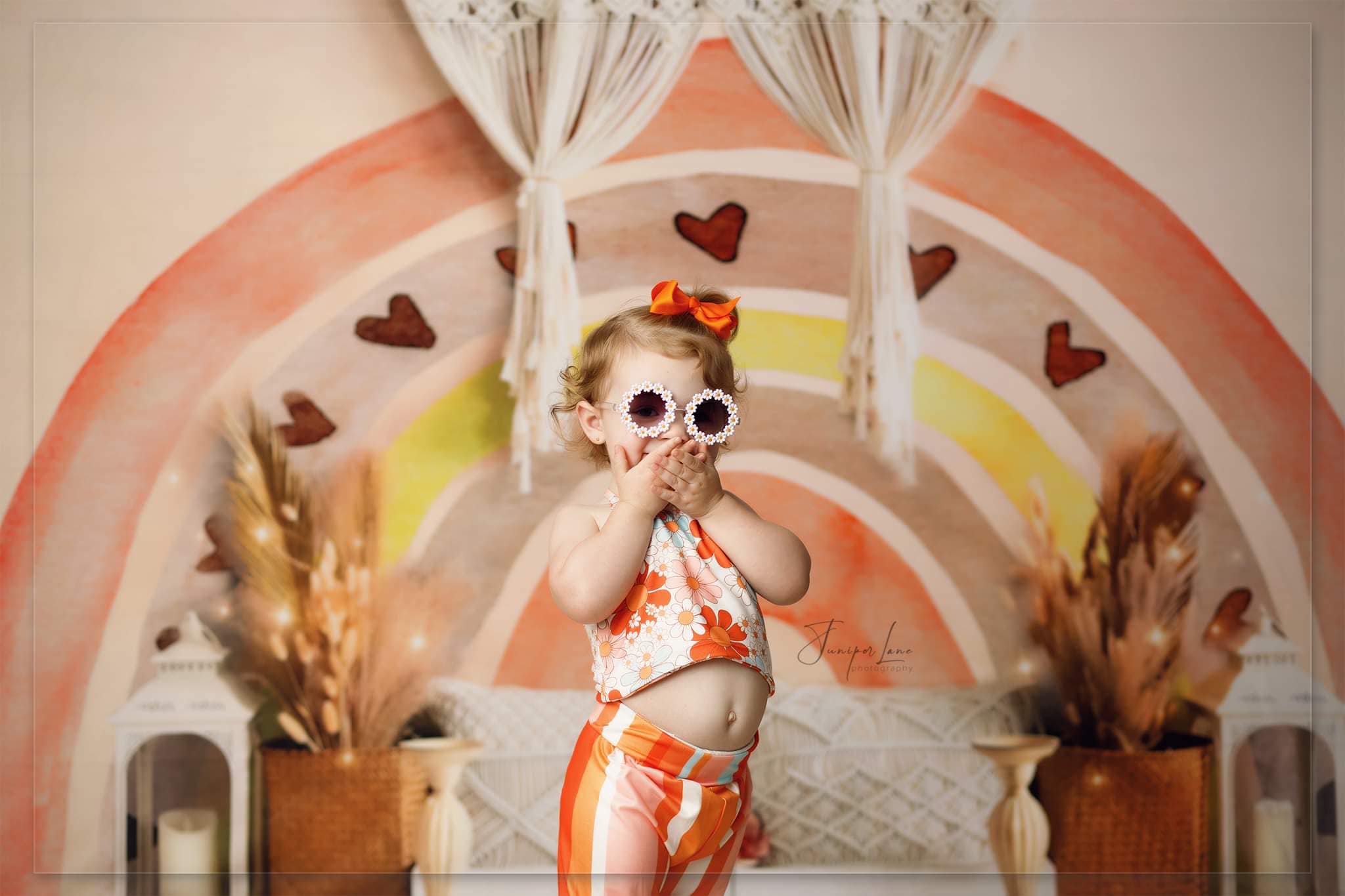 Kate Spring Boho Rainbow Birthday Backdrop for Photography -UK