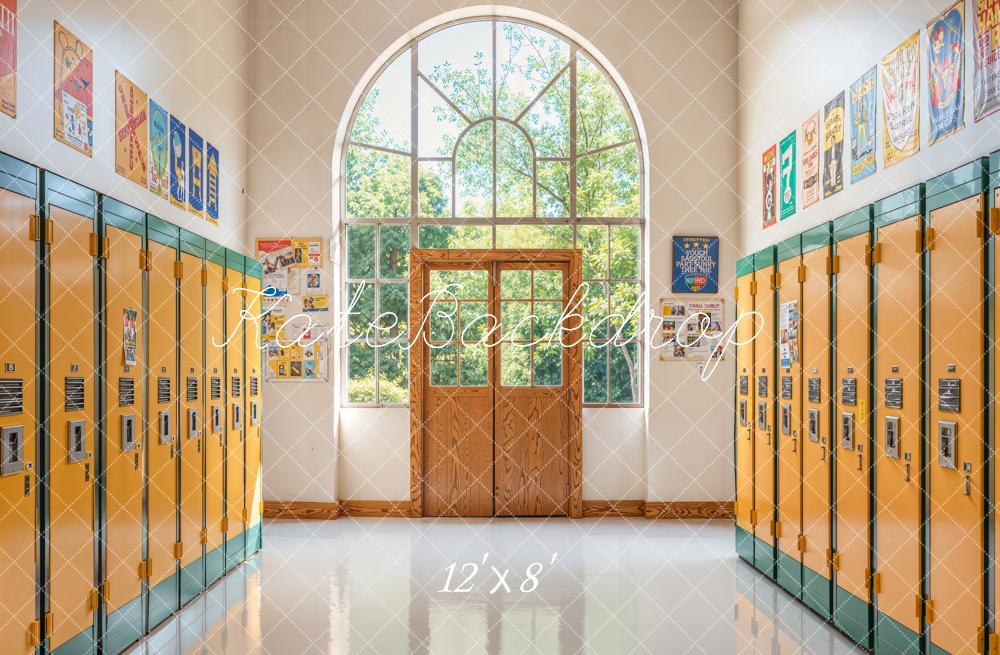 Kate Back To School Lockers Hallway Fleece Backdrop Designed by Emetselch -UK