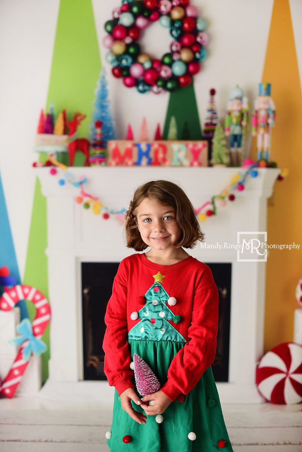 Kate Merry Christmas Bright Fireplace Backdrop Designed by Mandy Ringe Photography -UK